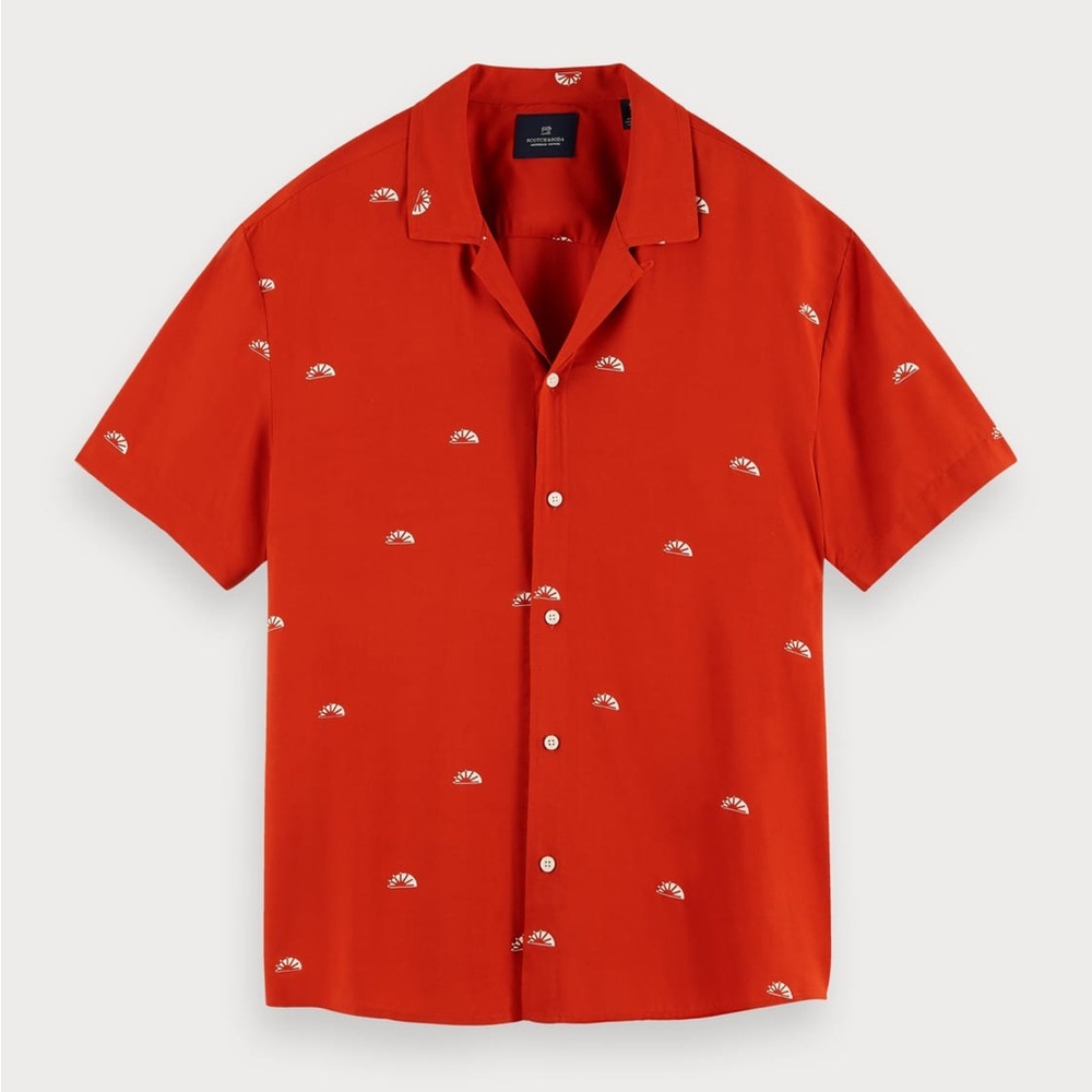 Scotch & Soda Camp Collar Button-Down Shirt | Size XL | DOR w/ Scooter Print